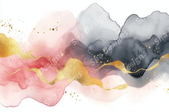 Abstract Alcohol Ink Painting with Gold for Creative Projects