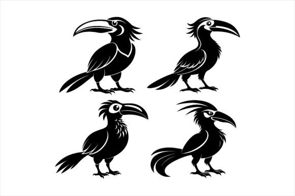 Hornbill Bird Silhouette Icon Bundle: A Versatile Design Solution for Modern Creatives