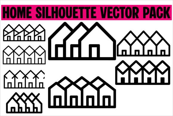 House Icons Black Silhouette Vector Set7 for Modern Home Logo Design