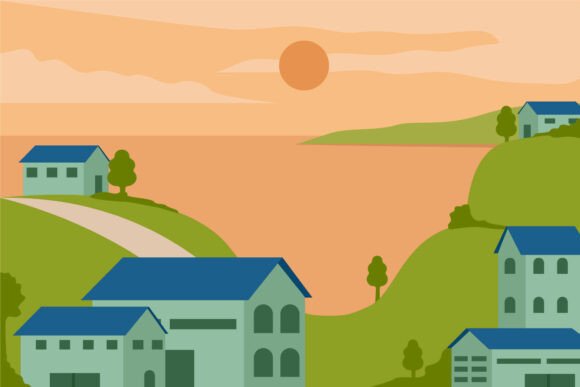 Housing on the Coast Landscaped Vector