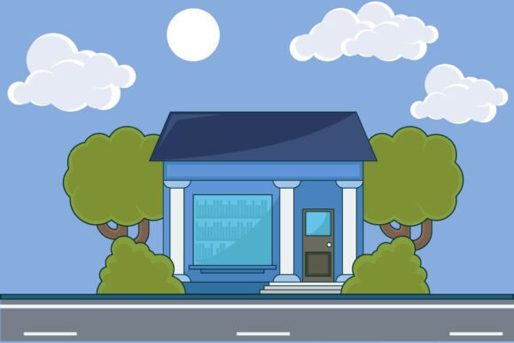 Library Building Landscaped Vector
