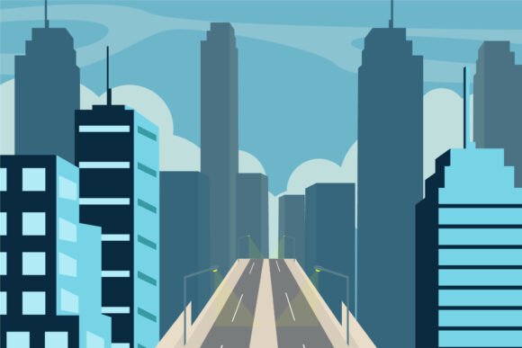Modern City Highway Landscaped Vector: A Versatile Design for Business and Real Estate