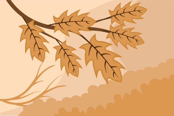 Oak Leaf at Autumn Landscaped Vector: A Versatile Design for Creative Projects