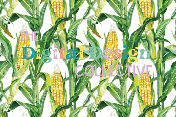 Seamless Watercolor Garden Corn Paper