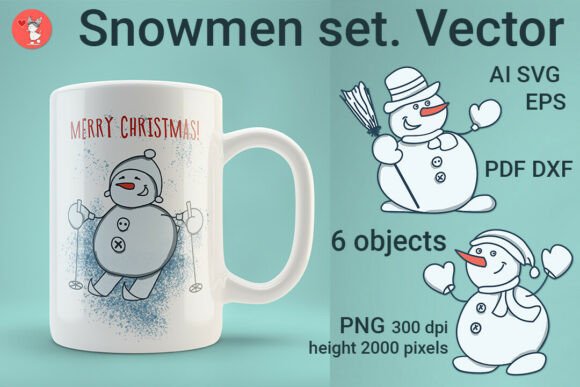 Snowmen Set. Vector for Creative Projects
