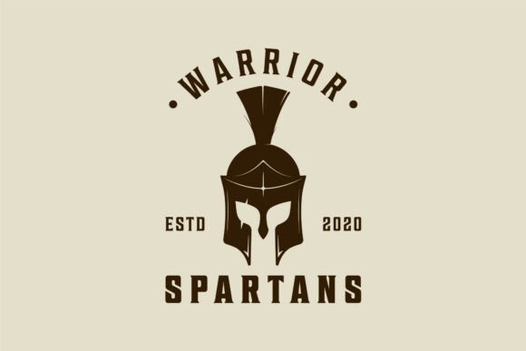 Spartan Helmet Logo Vintage Vector